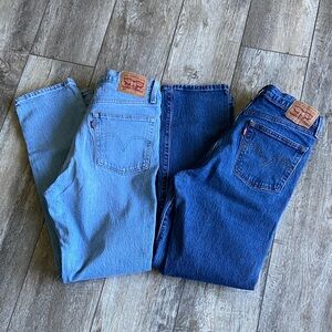 Levi's 501 Women's Light and Dark Blue Straight Leg Jeans Two Pairs Size 28x30.